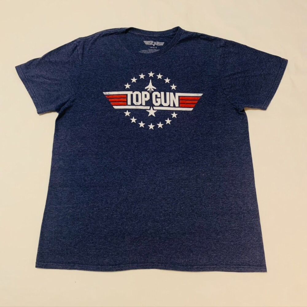 Top Gun Navy Short Sleeve T-Shirt – Fighter Jet Graphic – Size L